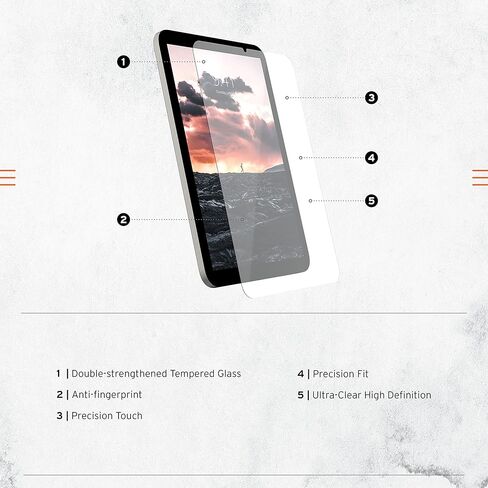 URBAN ARMOR GEAR UAG Designed for iPad Mini Glass Shield Screen Protector (6th Gen, 2021) 8.3" - 9H Tempered Glass Anti-Fingerprint Antimicrobial Scratch Resistant Bubble Free 0.2mm Thin Clear in Saudi Arabia