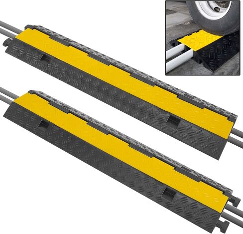 Pyle Durable Cable Ramp Protective Cover - 2,000 lbs Max Heavy Duty Hose & Cable Track Protector w/ Flip-open Top Cover & 2 Channel Groove Design - Cable Concealer for Outdoor & Indoor Use in Kuwait