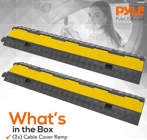 Pyle Durable Cable Ramp Protective Cover - 2,000 lbs Max Heavy Duty Hose & Cable Track Protector w/ Flip-open Top Cover & 2 Channel Groove Design - Cable Concealer for Outdoor & Indoor Use in Kuwait