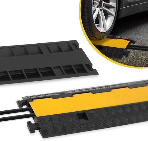 Durable Cable Ramp Protective Cover - 2,000 lbs Max Heavy Duty Hose & Cable Track Protector w/ Flip-open Top Cover & 2 Channel Groove Design - Cable Concealer for Outdoor & Indoor Use - Pyle PCBLCO26 in Saudi Arabia