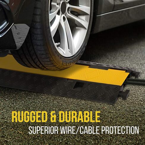 Durable Cable Ramp Protective Cover - 2,000 lbs Max Heavy Duty Hose & Cable Track Protector w/ Flip-open Top Cover & 2 Channel Groove Design - Cable Concealer for Outdoor & Indoor Use - Pyle PCBLCO26 in Saudi Arabia