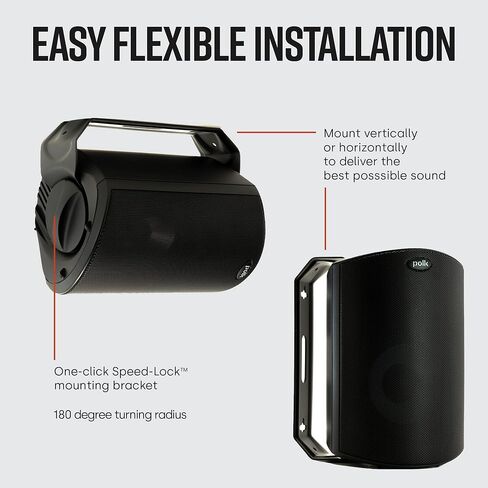 مكبرات صوت بولك اوديو اتريوم 4 خارجية مع صوت جهير قوي (زوج، أبيض)، متانة في جميع الأحوال الجوية، تغطية صوتية واسعة، نظام تثبيت قفل السرعة in Kuwait