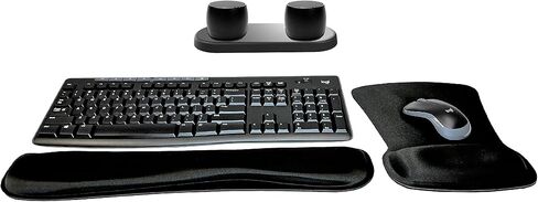 Logitech MK270 Wireless Keyboard & Mouse Combo Active Lifestyle Travel Home Office Modern Bundle with Set of 2 Pro Portable Wireless Bluetooth Speakers, Charging Tray, Gel Wrist Pad & Gel Mouse Pad in Saudi Arabia