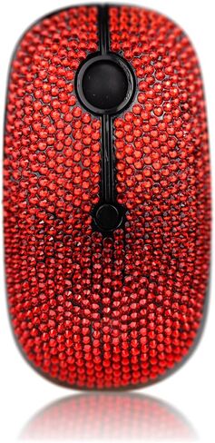WONGS Bling Austrian Pink Crystal Rhinestone Wireless Mouse, Slim Silent 2.4G Portable Mobile Optical Mice, 3 Adjustable DPI Levels for Notebook, PC, Laptop, Computer, MacBook - Red in Saudi Arabia