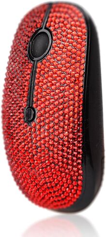 WONGS Bling Austrian Pink Crystal Rhinestone Wireless Mouse, Slim Silent 2.4G Portable Mobile Optical Mice, 3 Adjustable DPI Levels for Notebook, PC, Laptop, Computer, MacBook - Red in Saudi Arabia