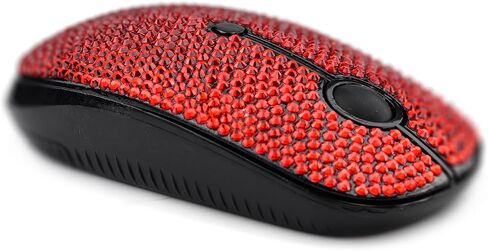 WONGS Bling Austrian Pink Crystal Rhinestone Wireless Mouse, Slim Silent 2.4G Portable Mobile Optical Mice, 3 Adjustable DPI Levels for Notebook, PC, Laptop, Computer, MacBook - Red in Saudi Arabia