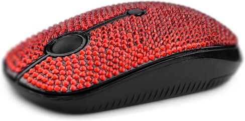 WONGS Bling Austrian Pink Crystal Rhinestone Wireless Mouse, Slim Silent 2.4G Portable Mobile Optical Mice, 3 Adjustable DPI Levels for Notebook, PC, Laptop, Computer, MacBook - Red in Saudi Arabia