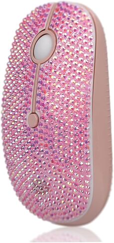 WONGS Bling ماوس لاسلكي من الكريستال الوردي النمساوي بحجر الراين، ماوس ضوئي محمول نحيف صامت 2.4G، 3 مستويات DPI قابلة للتعديل لأجهزة الكمبيوتر المحمول، الكمبيوتر الشخصي، الكمبيوتر المحمول، الكمبيوتر المحمول، MacBook - أحمر in Kuwait