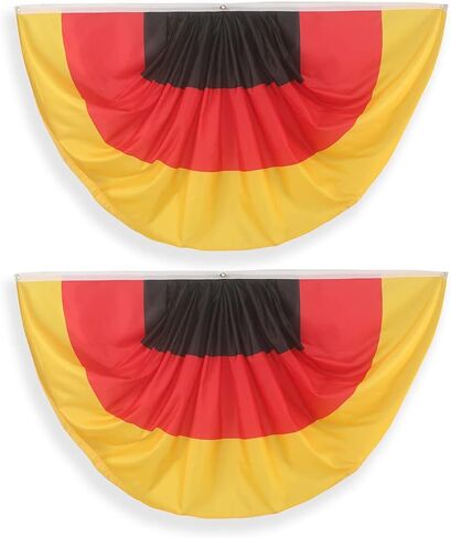 Germany German Pleated Fan Flag Bunting 3 x 6 Ft Germany Pleated 2 Pcs Fan Flag Banner Indoor/Outdoor/Front Porch Decorations, Germany Half Fan Flag Patriotic Holiday decorations, Celebrations. in Kuwait