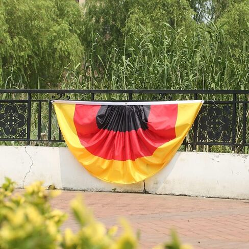 Germany German Pleated Fan Flag Bunting 3 x 6 Ft Germany Pleated 2 Pcs Fan Flag Banner Indoor/Outdoor/Front Porch Decorations, Germany Half Fan Flag Patriotic Holiday decorations, Celebrations. in Kuwait