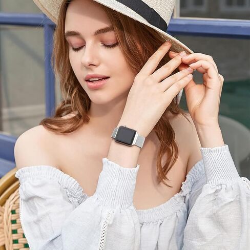 متوافق مع سوار ساعة Apple Series 9، Ultra 2، SE، حزام مغناطيسي من الفولاذ المقاوم للصدأ، حلقة رياضية شبكية معدنية لسوار iWatch 38 مم 40 مم 41 مم 42 مم 44 مم 45 مم 49 مم سلسلة 8/7/6/5/4/3/2/1 للنساء والرجال in Kuwait