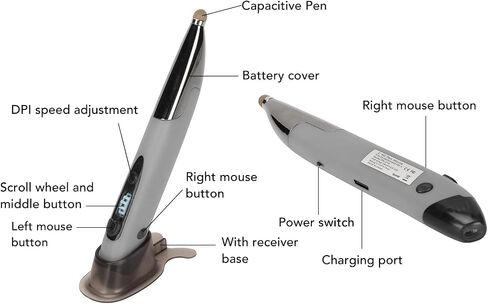 ماوس قلم جيب بصري لاسلكي، ماوس قلم لاسلكي احترافي، محمول صامت صغير بلوتوث 2.4 جيجا ماوس لاسلكي مزدوج الوضع للكمبيوتر المحمول (أحمر) in Saudi Arabia
