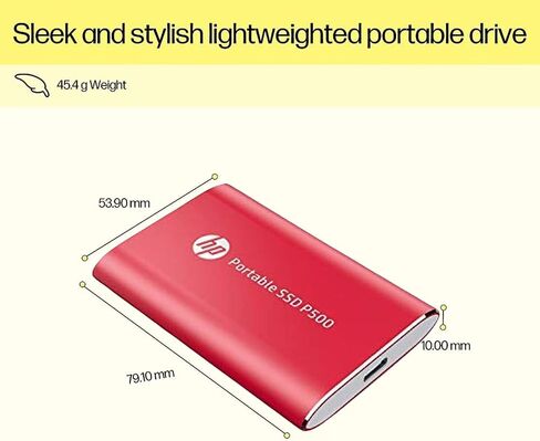 محرك الأقراص الصلبة المحمول HP 500GB P500، بسرعة 420 ميجابايت/ثانية، وكابل USB من النوع C إلى A ومحول من النوع A إلى C، وسرعات نقل سريعة وخفيف الوزن in Kuwait