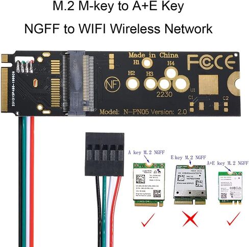 بطاقة NFHK NGFF A/E-Key إلى M.2 NGFF Key-M NVME SSD محول لـ AX200 in Saudi Arabia