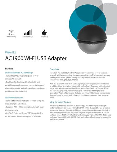 دي-لينك محول يو اس بي 3.0 الترا واي فاي AC1900 من سيستمز (DWA-192) DWA-192 in Saudi Arabia