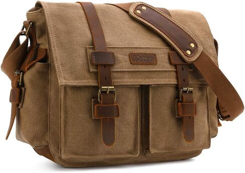 Kattee Leather Canvas Camera Bag Vintage DSLR SLR Messenger Shoulder Bag in Saudi Arabia