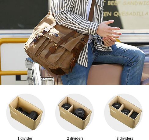 Kattee Leather Canvas Camera Bag Vintage DSLR SLR Messenger Shoulder Bag in Saudi Arabia