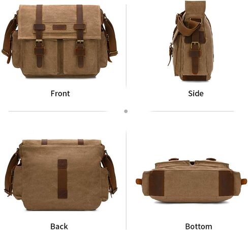Kattee Leather Canvas Camera Bag Vintage DSLR SLR Messenger Shoulder Bag in Saudi Arabia