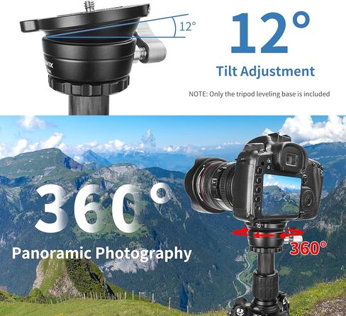 قاعدة تسوية ثلاثية القوائم (50 ملم) مع برغي 1/4 بوصة وفتحة لولبية 3/8 بوصة لكاميرات الفيديو Canon Nikon Sony DSLR، تدعم إمالة 12 درجة لأعلى/لأسفل in Kuwait