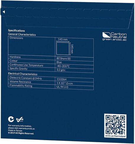 ARCTIC TP-2 (APT2560): Economic Thermal Pad, 145 x 145 x 0.5 mm (1 Piece) - Thermal pad, Excellent Heat Conduction, Low Hardness, Ideal Gap Filler, Easy Installation, Safe handling - Blue in Saudi Arabia