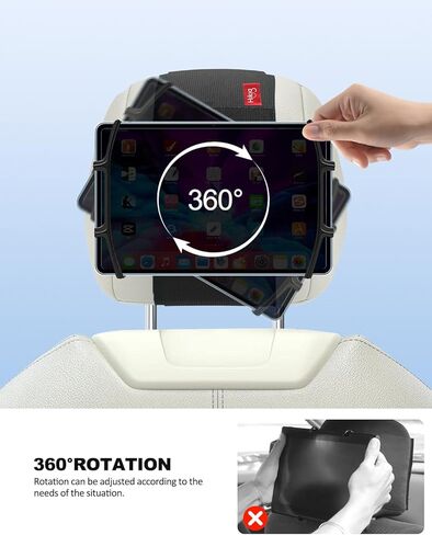 Hikig (Upgraded: The Car Headrest Tablet Mount Holder for Kids in Back Seat, Soft Silicone Tablet Holder for Car, Anti-Slip Strap and Holding Net,Angle-Adjustable/fits All 4.4 to 12.9 inch Tablets in Kuwait