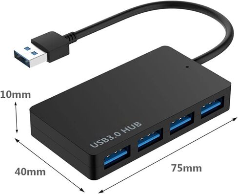Faoyliye 4-Port USB 3.0 محول Hub، USB Splitter منافذ متعددة عالية السرعة، Mini USB Hub لأجهزة Windows MacBook Mac Pro Mac Surface Pro XPS Notebook PC والمزيد - أسود in Kuwait