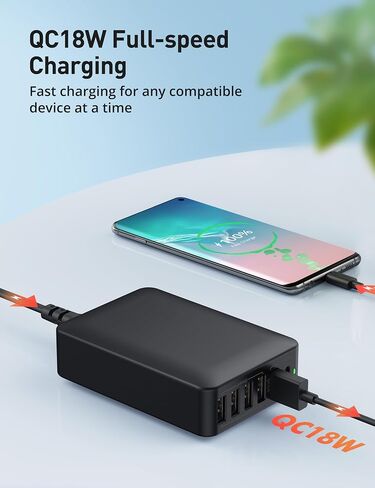 USB Charger 60W USB Charging Hub 12A 6-Port Desktop USB Charging Station with Multiple Port Compatible with iPhone 15 Pro Max 14 Pro Max 13 Pro Max, iPad Pro Air Galaxy S23 Edge Note Dark Black in Saudi Arabia