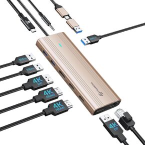 PHIXERO 12 in 1 USB Docking Station Triple Monitor for Mac M1/M2, Displaylink Dock with 2 HDMI & 1 VGA, 3 USB 3.0 &1 USB 2.0, SD/TF Port, Ethernet, Audio, Compatible with Thunderbolt, Windows,et in Saudi Arabia