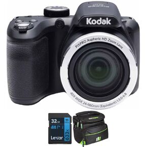 Kodak PIXPRO AZ401 16MP كاميرا رقمية 3 بوصة LCD (أسود) حزمة مع Lexar Professional 633x 32GB SDHC UHS-1 بطاقة ذاكرة فئة 10 + حقيبة كاميرا ديكو جير لكاميرات DSLR والكاميرات عديمة المرآة (صغيرة) in Kuwait