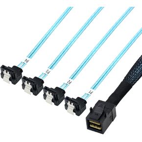 2PCS Internal HD Mini SAS (SFF-8643 Host) - 4X SATA Target Angle Cable, SFF-8643 for Controller 4 Sata Connect to Hard Drive 0.5M 1.6FT in Saudi Arabia