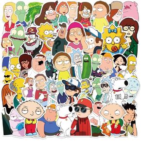 PIRTYNNUF 50 قطعة من ملصقات الرسوم المتحركة الرسوم المتحركة حزم ملصقات رائعة لأجهزة الكمبيوتر المحمول وحافظة الهاتف وزجاجة المياه وممتص الصدمات على لوح التزلج والأمتعة وملصقات الرسوم المتحركة للمراهقين والبالغين in Kuwait