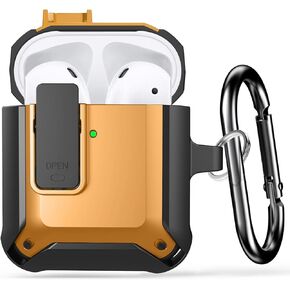 leQuiven for AirPod Case, Cover for AirPods 2nd Generation Case with Lock, Case Cover for AirPod Case 1st Generation, Supports Wireless Charging for AirPods 1st & 2nd [Front LED Visible]