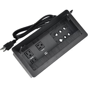 Tabletop Power Multimedia Connectivity Box with 3 AC Power+2 USB-A Charging+6 Cable Management/XLR Grommet Holes with 5.58ft Power Cord for Conference Room (Silver) in Saudi Arabia