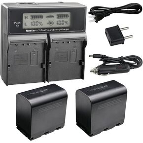 Kastar 2-Pack SSL-JVC70 Battery and AC LCD Dual Fast Charger Compatible with JVC SSL-JVC50, JVC SSL-JVC70, JVC SSL-JVC75, JVC BN-S8I50 Battery and Charger, JVC GY-HM620U, GY-HM650, GY-HM650U Camera in Saudi Arabia