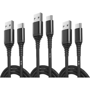 10-Pack USB Type-C Cables [6.6ft | 3A Fast Charge | Braided] – USB-A to USB-C Charger Cord, Compatible with iPhone 15/16/17, Galaxy S25/S24/S23/Z Flip Note20, Pixel 8/7/6, iPad Mini, PS5 – Value Set in Saudi Arabia