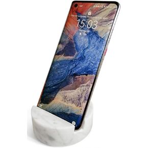 fashciaga Luxurious Marble Cell Phone Stand Holder for Cellphone Tablet On Desk, Countertop, Table, Nightstand. Heavy Solid Real Stone Mobile Phone Stands