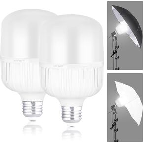 مصابيح إضاءة LED Neewer E26 35W، عبوتان، 3150 لومن/5700K/CRI 93+/15000 ساعة، إضاءة تصوير فيديو ساطعة، صامتة/بدون وميض/غير قابلة للتعتيم 350 وات مكافئة ساطعة، معتمدة من UL in Kuwait