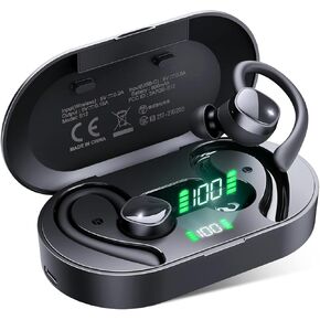 Psier Wireless Earbuds Sports Wireless Headphones 4 Mic Clear Calls 60H Playtime Ear buds Supports Wireless Charging Dual LED Power Display Flexible Earhooks IPX7 Waterproof Earphones for Running, Gym in Kuwait