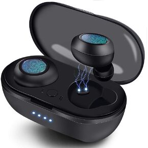 Integral Memory Earphone Wireless Earbuds,Bluetooth 5.0 Headset, IPX5 Waterproof in Ear Touch Earplug, Headset Lasting for 8 Hours, with Built-in Microphone Phone/Android/iOS (A), Black in Saudi Arabia