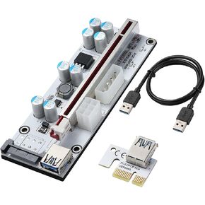 BEYIMEI PCI-E 1X to 16X Riser Card, 10 Capacitors,PCI-E Riser for Bitcoin Litecoin Ethereum Mining ETH,with USB 3.0 Extension Cable, 6PIN SATA Power Cable - GPU Extender Riser Card - (V013-PRO,1 Pack) in Kuwait
