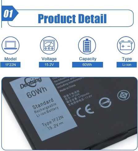 1F22N Laptop Battery Compatible with Dell Alienware M15 M17 P79F P79F001 R1 P37E P37E001 Dell G7 7590 7790 G5 5590 5590-D2783W D2743B D2843W Series 0HYWXJ HYWXJ 0JJPFK JJPFK 01F22N 06YV0V 15.2V 60Wh in Saudi Arabia