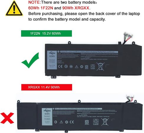 1F22N Laptop Battery Compatible with Dell Alienware M15 M17 P79F P79F001 R1 P37E P37E001 Dell G7 7590 7790 G5 5590 5590-D2783W D2743B D2843W Series 0HYWXJ HYWXJ 0JJPFK JJPFK 01F22N 06YV0V 15.2V 60Wh in Saudi Arabia