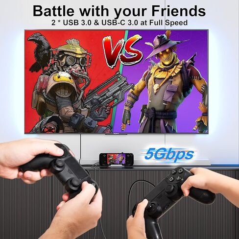 ريكا قاعدة شحن متوافقة مع ستيم ديك، قاعدة ستيم ديك 6 في 1 مع منفذ HDMI 4K@60Hz وجيجابت ايثرنت، 2 USB-A 3.0، USB-C3.0 ومنفذ USB-C 100 واط متوافق مع فالف ستيم ديك in Kuwait