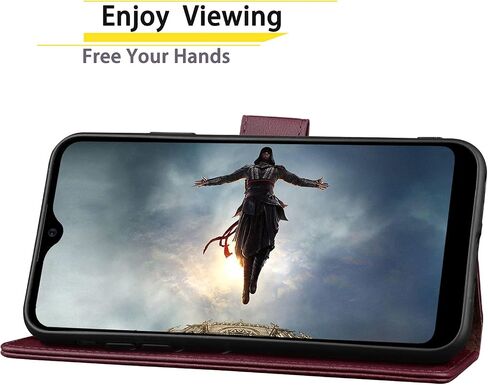 SUANPOT for Samsung Galaxy A12 with RFID Blocking Leather Wallet case Credit Card Holder, Flip Folio Book Phone case Shockproof Cover for Women Men for Samsung A12 case Wallet (Wine Red) in Saudi Arabia