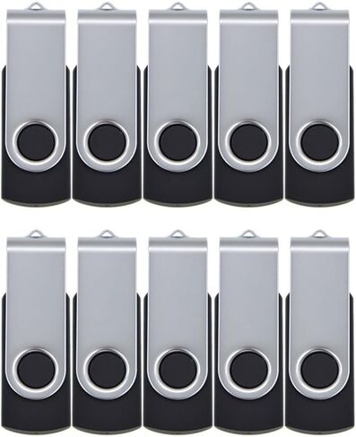 Maspen 10 Pack 128MB Bulk Pack USB 2.0 Flash Drives Swivel Thumb Drive Memory Stick, Black [Not 128GB] (10pcs 128MB) in Saudi Arabia