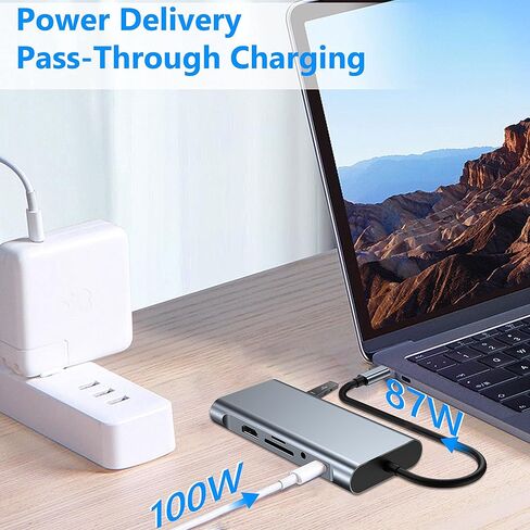 موزع USB C متعدد المنافذ، قاعدة شحن 11 في 1 مع HDMI 4K وVGA و1000 RJ45 ايثرنت وشحن PD وUSB 3.0/2.0 وبطاقة SD/TF، موزع عالمي متوافق مع ماك بوك ديل لينوفو سيرفس لاب توب in Kuwait