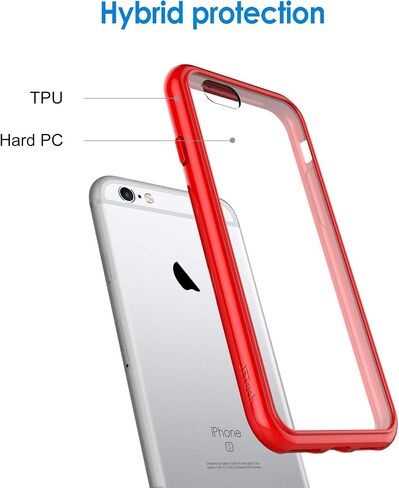 حافظة JETech لهاتف iPhone 6 وiPhone 6s، غطاء ممتص للصدمات غير أصفر اللون، ظهر شفاف مضاد للخدش (شفاف) in Kuwait