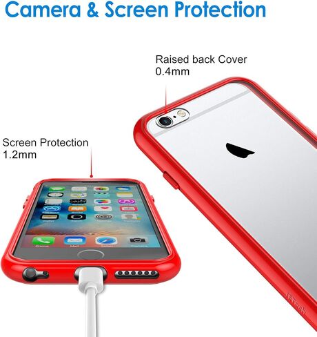 حافظة JETech لهاتف iPhone 6 وiPhone 6s، غطاء ممتص للصدمات غير أصفر اللون، ظهر شفاف مضاد للخدش (شفاف) in Kuwait