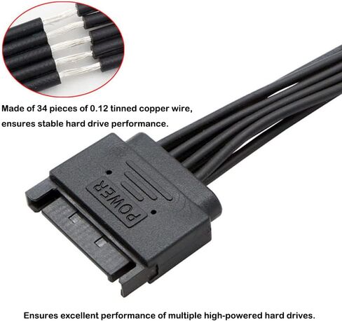 YiKaiEn 2 Packs SATA 15 Pin Male to SATA Female Power Supply Cable for Computer 12.6'' 32cm in Saudi Arabia