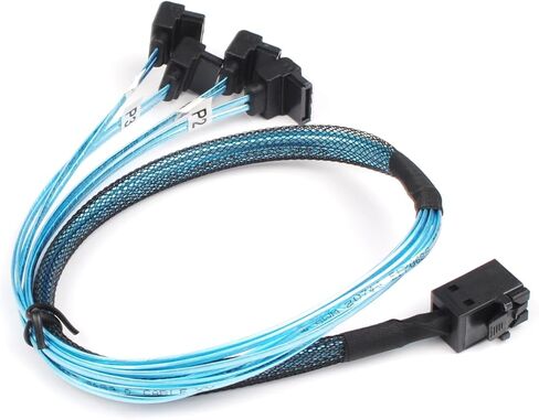 2PCS Internal HD Mini SAS (SFF-8643 Host) - 4X SATA Target Angle Cable, SFF-8643 for Controller 4 Sata Connect to Hard Drive 0.5M 1.6FT in Saudi Arabia